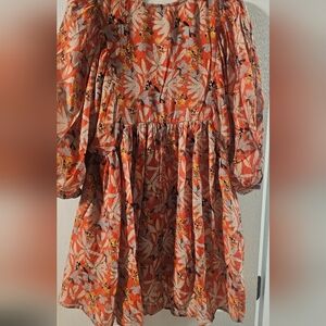 Entro Floral Print Mini Dress In Rust Size Small